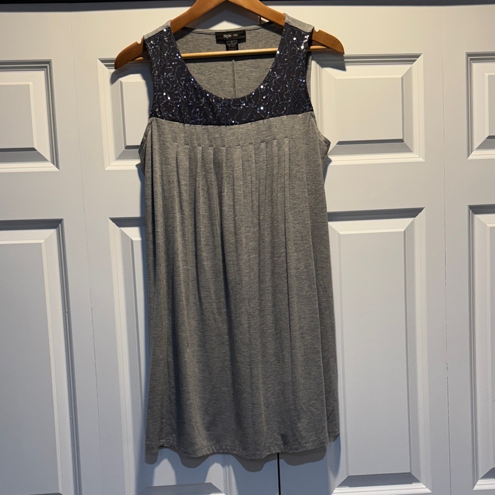 Style & Co. Gray and Navy Sleeveless Dress